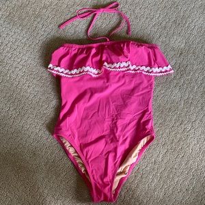 J. Crew Pink One-Piece Swimsuit with Rickrack